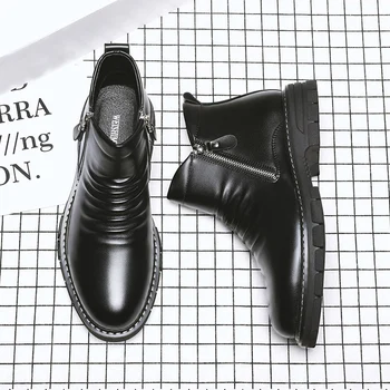 Najznámejšie značky muži fashion party banquet chelsea boots originálne kožené náradie topánky čierne platformy boot pekný členok botas muž