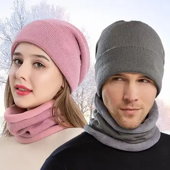 Neckerchief Nastaviť Solid Farba Teplá Unisex Klobúk Dodávky Plyšové Pletený Hat Pre Zimné