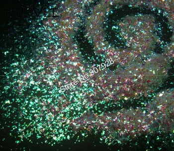 Nepravidelný na Nechty, Glitter Galaxy Účinok Prášok Biela So Zeleným Svetlom Vločka prášok na akrylové nechty, gélové poľský nechty a make-up