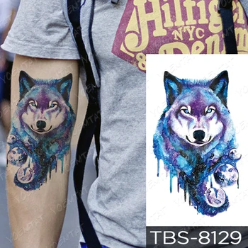 Nepremokavé Dočasné Tetovanie Nálepky Forest Clock Flash Tetovanie Líška, Vlk, Tiger, Lev Body Art Rameno Vody Prenos Falošné Tetovanie Mužov