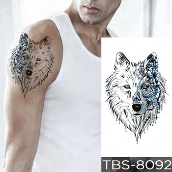 Nepremokavé Dočasné Tetovanie Nálepky Forest Clock Flash Tetovanie Líška, Vlk, Tiger, Lev Body Art Rameno Vody Prenos Falošné Tetovanie Mužov