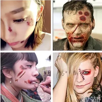 Nepremokavé Dočasné Tetovanie Nálepky Halloween krv, Jazvy, tetovanie vložiť Super realistický efekt rany a make-up tele falošné tetovanie