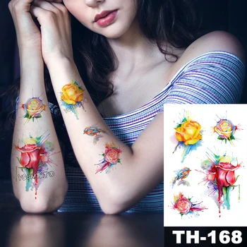 Nepremokavé Dočasné Tetovanie Nálepky Pink rose geometrický vzor čipky Vody Prenos body art flash falošné tetovanie