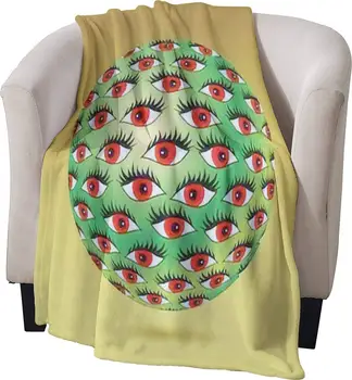 Neskutočný zelený loptu s štylizované červené oči Nezvyčajné magické optické Flanelové Deka Mäkké Hodiť Deka Prijímanie Plyšové Deka Posteľ