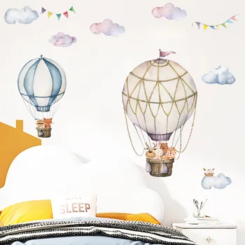 Nordic Iny Akvarel Mraky Cartoon Zvierat teplovzdušný Balón Samolepky na Stenu detskej Izby Posteli Dekorácie 2020