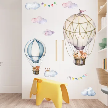 Nordic Iny Akvarel Mraky Cartoon Zvierat teplovzdušný Balón Samolepky na Stenu detskej Izby Posteli Dekorácie 2020