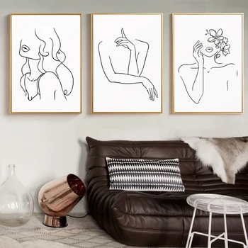 Nordic Minimalistický Sexy Dievča Telo Nahé Estetické Umenie Výtlačkov Line Kreslenie Obrazov Na Stenu Plátno Na Maľovanie Pre Spálňa Decor