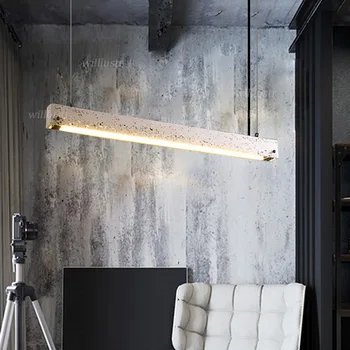 Nordic Priesvitné Terazzové Prívesok Lampa Waterstone Pozastavenie Svetlo Reštaurácia Hotel Office Bar Lounge Ručné Cementu Osvetlenie