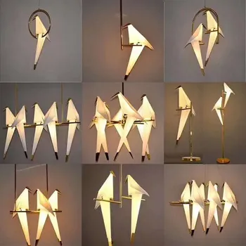 Nordic Vták Železa Prívesok Svetlo Papierový Žeriav LED Lampa Pozastavenie Svietidlo Loft Obývacia Izba Reštaurácia Prívesok na Čítanie
