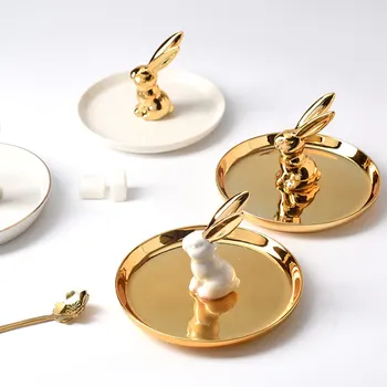 Nordic keramické remeslá, zlaté šperky box, šperky úložný stojan, domova doplnky, moderný minimalistický ploche Ozdoby