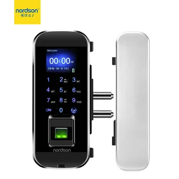 Nordson Pôvodné Smart Fignerprint RFID Skla Dverí Zamky S Klávesnicou 1.77 Palcový Displej Batérie Digitálne Zámok Pre Domáce Kancelárie