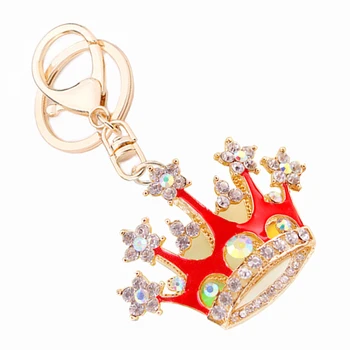 Novinka Šarm, Luxus, Červená Cisárskej Koruny Keychain Tvorivé Drahokamu Kabelka Prívesok Na Krúžky Držiteľ Ženy Taška Šperky Darček R155