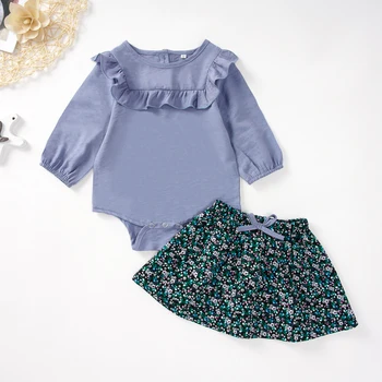 Novorodenca Dievča Dlhý Rukáv Topy Romper+Sukne Oblečenie Bavlnené Oblečenie Jeseň
