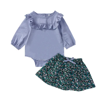 Novorodenca Dievča Dlhý Rukáv Topy Romper+Sukne Oblečenie Bavlnené Oblečenie Jeseň