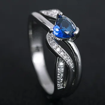 Nová farba skrútené v tvare srdca fialová crystal žena sapphire prsteň zásnubný svadba nevesta Valentín šperky čierny achát