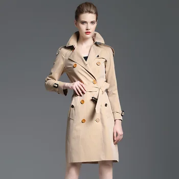 Nové 2018 jar longTrench kabát pre ženy klasický kockovaný Anglicko Štýl B dizajn značky výkopu slim fit žena elegantný kabát