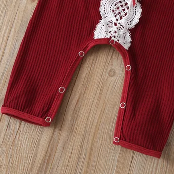 Nové 2020 pletenie Čipiek Novorodenca Dievčatá Oblečenie Roztomilý Čela Pletené Deti Romper Jumpsuit Jeseň Zima Dievča Vianočné Oblečenie