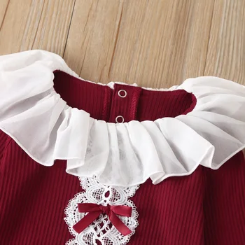 Nové 2020 pletenie Čipiek Novorodenca Dievčatá Oblečenie Roztomilý Čela Pletené Deti Romper Jumpsuit Jeseň Zima Dievča Vianočné Oblečenie
