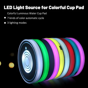 Nové 2KS LED Pohár Pad Auto Príslušenstvo Kryt Svetla Dekorácie Interiéru Svetlo 7 Farieb s 7 Farieb Zmena USB Nabíjanie