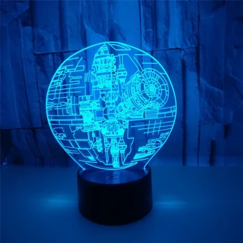 Nové 3D Led Star Wars Lampa Hviezdu Smrti Noc Ľahký Dotyk Senser USB Tabuľka Ilúzie Náladu Stmievanie 7 Farieb Darček stolná Lampa