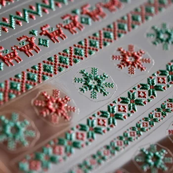 Nové 5D Vyryté na Nechty, Nálepky, Pekná Farba Zime Vianoce Snowflake Kúzlo Desgin Empaistic Nechtov List Obtlačky Z0374-1