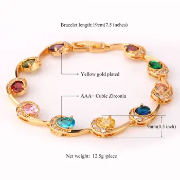 Nové AAA+ Kubický Zirkón Náramok Pre Ženy Šperky Zlaté/Strieborné Farebné Módne Šperky Farebné Krištáľový Náramok Šperky Darček H822