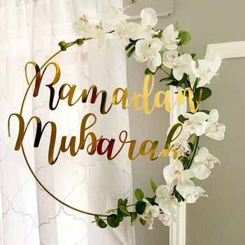 Nové Eid Mubarak Ramadánu Kareem Dekorácie Moon Star DIY Prívesok Visí Umelý Kvet Veniec Holiday Party Dekorácie