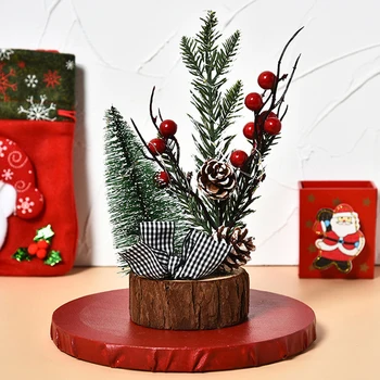 Nové LED Svetlá drevené Vianočný stromček Mini Stolný Top Decor Visí ozdoby Spálňa Domov Vianočný strom Vianočný Darček Strany