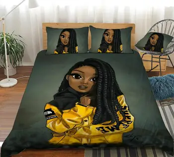 Nové Módne Cool Dievča 3D Tlač Cumlík posteľná bielizeň Nastaviť Obliečky obliečky na Vankúše Obliečky bytový Textil Cartoon Kráľovná Kráľ Afrika