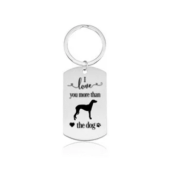 Nové Nerezové Greyhound Keychains Vysoká Kvalita Striebornej Farbe milujem ťa viac než pes kľúčenky Auto Taška Keyrings