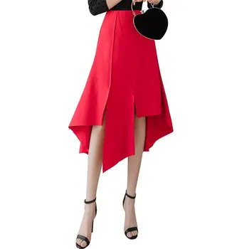 Nové Plus Veľkosť A 5xl-line Dámske Sukne Veľké Veľkosti 4xl Bežné Vysoký Pás Červené Sukne kórejský Úrad Ženy Sexy Midi Sukne Jupe Femme