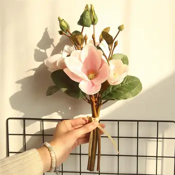 Nové Umelé Magnolia Hodváb Falošné Kvet Pobočky Fleur Artificielle Flores Usporiadať Svadobný Stôl Domova Strany príslušenstvo @W
