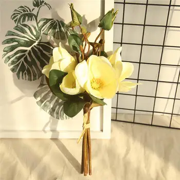 Nové Umelé Magnolia Hodváb Falošné Kvet Pobočky Fleur Artificielle Flores Usporiadať Svadobný Stôl Domova Strany príslušenstvo @W