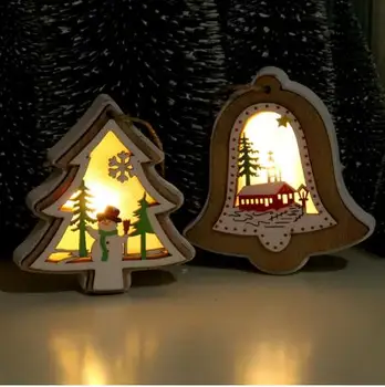 Nové Vianočné Ozdoby, Vianočné Svetlá Dreva, Prívesky, Vianočný Stromček, Prívesky, Vianočné Darčeky, Drevené Dekorácie Svetlá