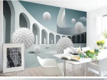 Nové Vlastné 3D Veľké Nástenné Tapety sférické Európskeho architektonického priestoru detskej izby, TV joj, obývacia Spálňa