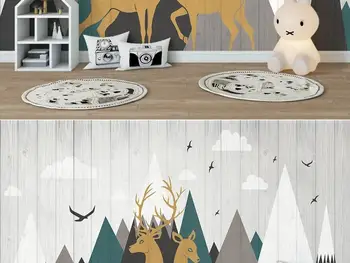 Nové Vlastné veľké nástenné 3D tapeta cartoon Nordic V Jeleň detí spálňa nástenná maľba TV zadnej stene dekor hlboké 5D reliéfne
