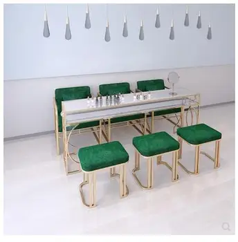 Nové svetlo luxusná manikúra tabuľky, stoličky nastaviť jednoduché dvojité tri osoby, manikúra obchod, moderný čistý Red Iron Art, Manikúra tabuľka