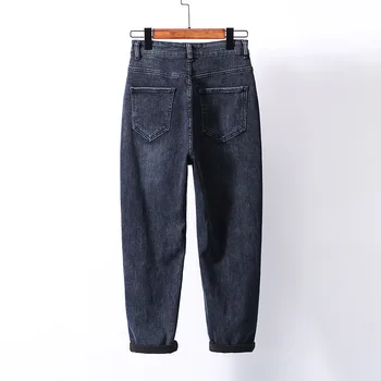 Nové tenké velvet džínsy ženy pribrala falošné otvory sú tenké Harlan módne jednofarebné nohavice