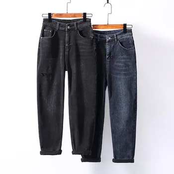 Nové tenké velvet džínsy ženy pribrala falošné otvory sú tenké Harlan módne jednofarebné nohavice