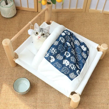 Nové teplé zimné mačka hniezdo odnímateľný deka malé Japonské čistý červený spací vak produkty pet mačka hniezdo
