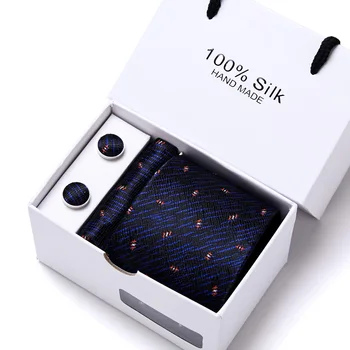 Nové vysoko kvalitné pánske kravaty gravatas dos homens kravatu nastaviť väzby pre mužov vytlačené kravaty, darčeková krabička balenie