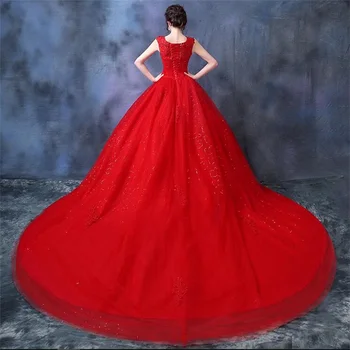 Nové Červené Svadobné Šaty s Appliques Očarujúce Vysoká Krku plesové Šaty Formálne Šaty Biela/Ivory Vestidos De Novia Svadobné Šaty