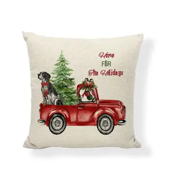 Nové Červené Vozidlo Vianočné Obliečka Na Vankúš Stromu List Snowflake Jeleň Šťastný Nový Rok Darček Domov Gauč Auto Dekorácie Vankúš