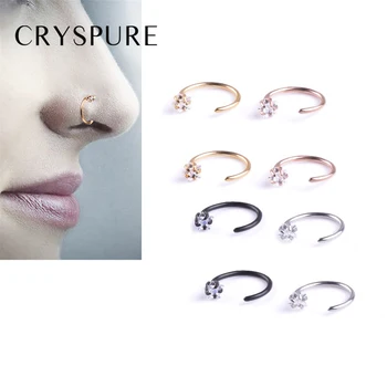 Nový C-tvarované nehrdzavejúcej ocele Nose Krúžok Päť-špicaté hviezdy zirkón Spona na Nos Punk Piercing Príslušenstvo Muži Ženy Šperky