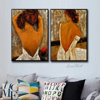 Nový Dizajn Obrázok Olejomaľba Ručné Sexy Žena Späť Obrázok Dekor Afriky Olejomalieb Na Plátne Umenie Stene Obraz Domova