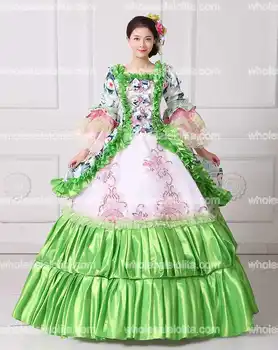 Nový Kvetinový Vytlačené Maškaráda Plesové Šaty, Južnej Rokoka Belle Šaty Reenactment Divadelné Oblečenie Vestido Kostýmy
