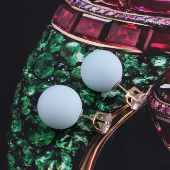 Nový Luxusný Akryl Farba Svieti Krištáľové Náušnice Veľká Perla Stud Náušnice Gumová Lopta Korálky Náušnice Pre Ženy