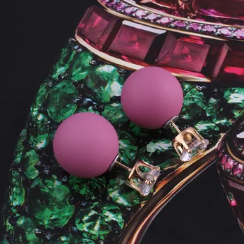 Nový Luxusný Akryl Farba Svieti Krištáľové Náušnice Veľká Perla Stud Náušnice Gumová Lopta Korálky Náušnice Pre Ženy