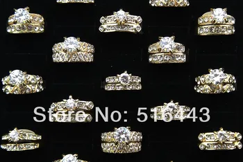 Nový Príchod 10pcs Upscale Šperky Cubic Zirconia 18K Zlata S 2 v 1 Angažovanosť Svadobné Dámske Pánske Prstene A-907