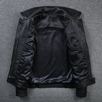 Nový Príchod Muž 2021 Oblečenie Pánske Black Business Štýle Kabát Krátky Bežné Skutočné Cowskin Kožené Bundy